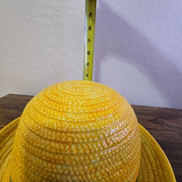 Vintage Ceramic Hat Shaped Wall or Table Yellow With Flowers Made In Italy - Picture 9 of 12